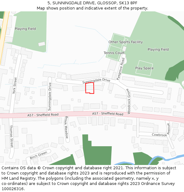 5, SUNNINGDALE DRIVE, GLOSSOP, SK13 8PF: Location map and indicative extent of plot