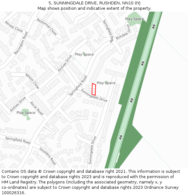 5, SUNNINGDALE DRIVE, RUSHDEN, NN10 0YJ: Location map and indicative extent of plot