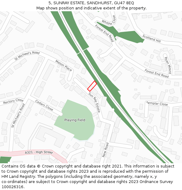 5, SUNRAY ESTATE, SANDHURST, GU47 8EQ: Location map and indicative extent of plot