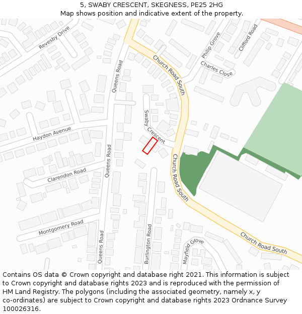 5, SWABY CRESCENT, SKEGNESS, PE25 2HG: Location map and indicative extent of plot