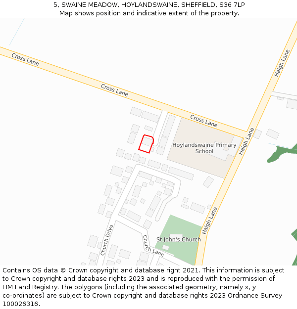 5, SWAINE MEADOW, HOYLANDSWAINE, SHEFFIELD, S36 7LP: Location map and indicative extent of plot