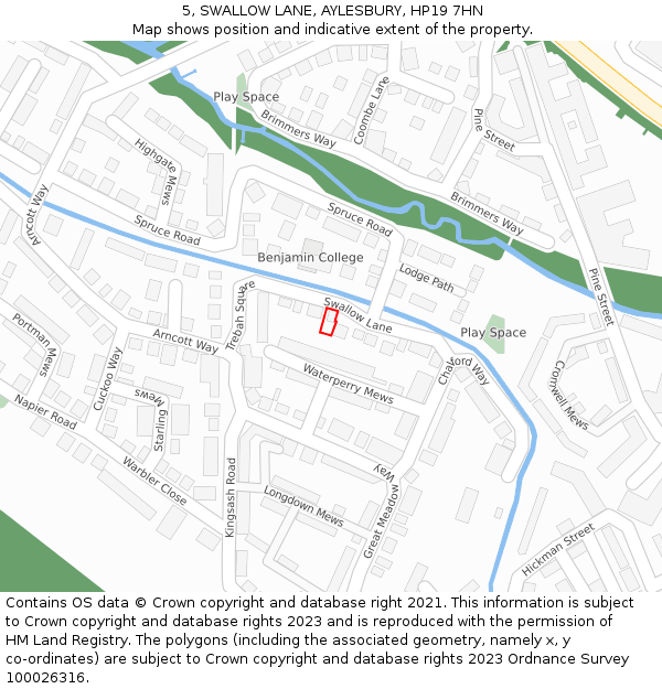 5, SWALLOW LANE, AYLESBURY, HP19 7HN: Location map and indicative extent of plot