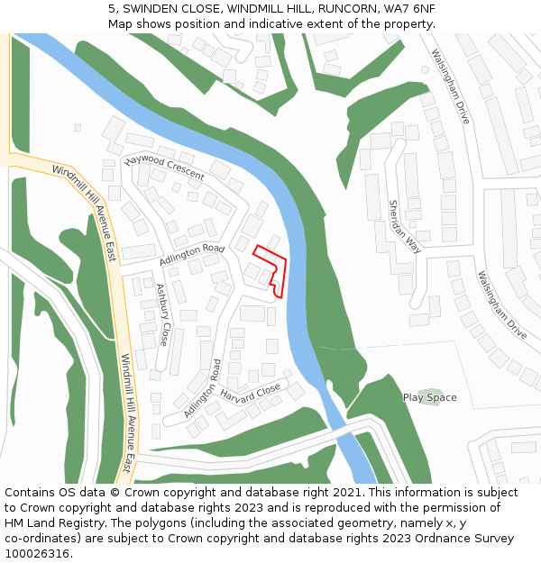 5, SWINDEN CLOSE, WINDMILL HILL, RUNCORN, WA7 6NF: Location map and indicative extent of plot