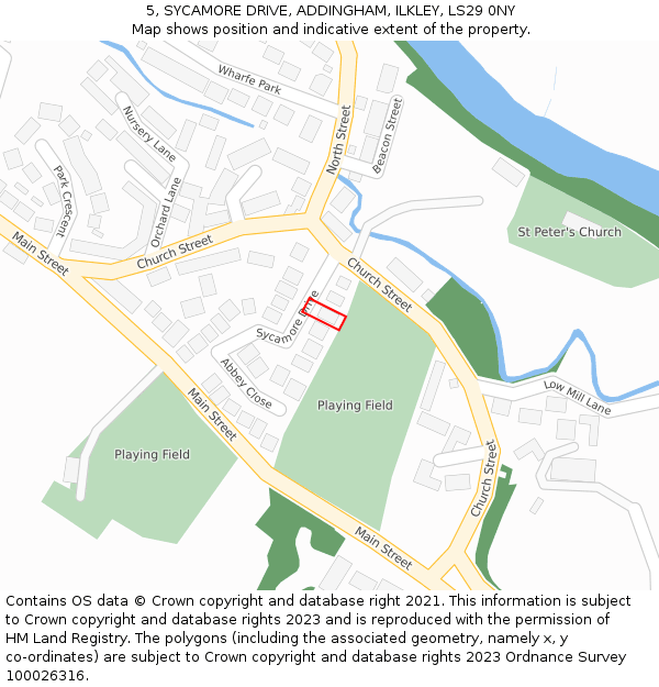 5, SYCAMORE DRIVE, ADDINGHAM, ILKLEY, LS29 0NY: Location map and indicative extent of plot