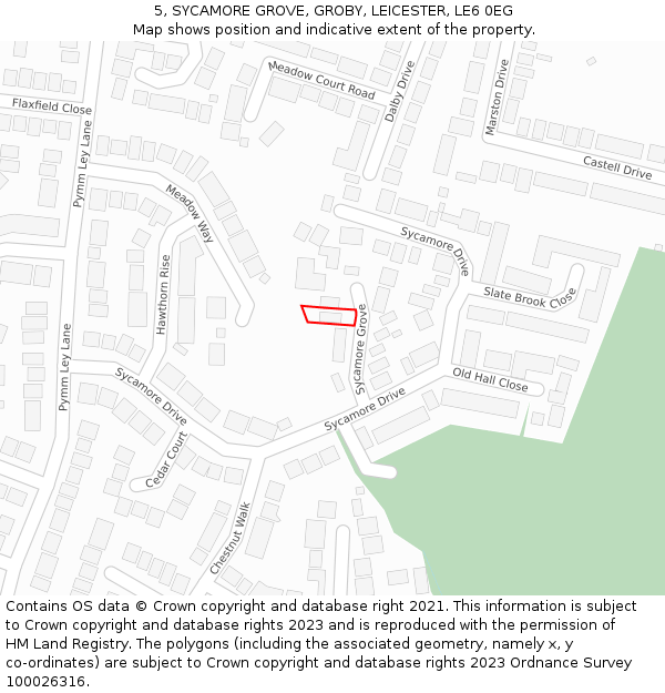 5, SYCAMORE GROVE, GROBY, LEICESTER, LE6 0EG: Location map and indicative extent of plot