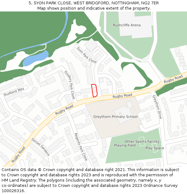 5, SYON PARK CLOSE, WEST BRIDGFORD, NOTTINGHAM, NG2 7ER: Location map and indicative extent of plot