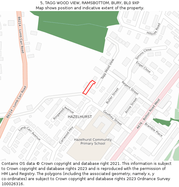 5, TAGG WOOD VIEW, RAMSBOTTOM, BURY, BL0 9XP: Location map and indicative extent of plot