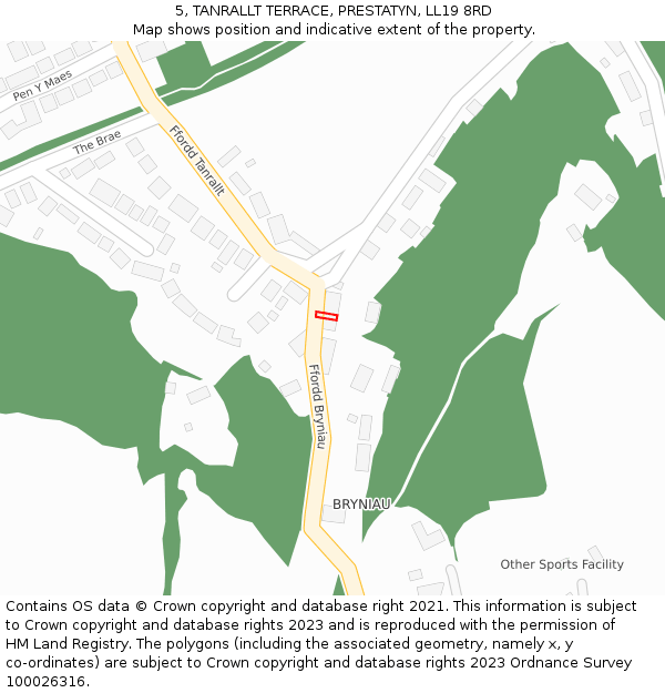 5, TANRALLT TERRACE, PRESTATYN, LL19 8RD: Location map and indicative extent of plot