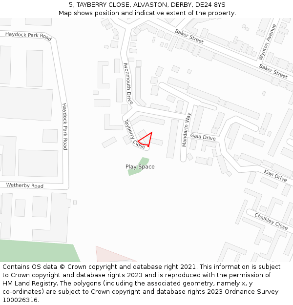 5, TAYBERRY CLOSE, ALVASTON, DERBY, DE24 8YS: Location map and indicative extent of plot