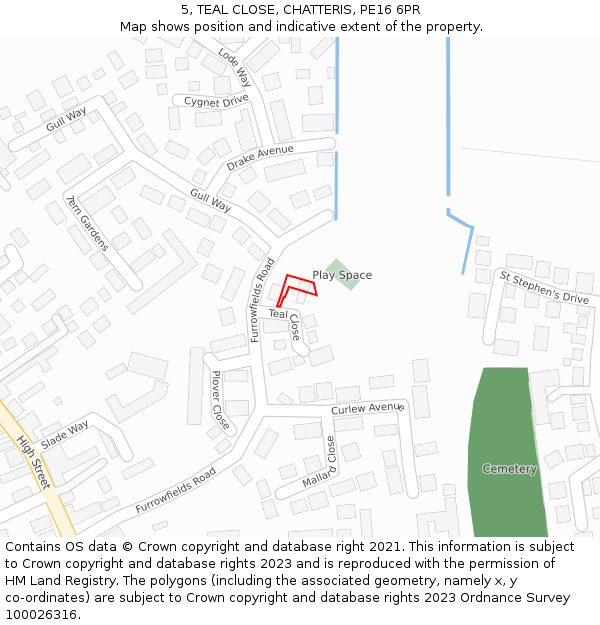 5, TEAL CLOSE, CHATTERIS, PE16 6PR: Location map and indicative extent of plot