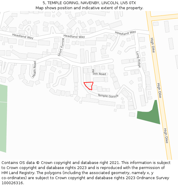 5, TEMPLE GORING, NAVENBY, LINCOLN, LN5 0TX: Location map and indicative extent of plot