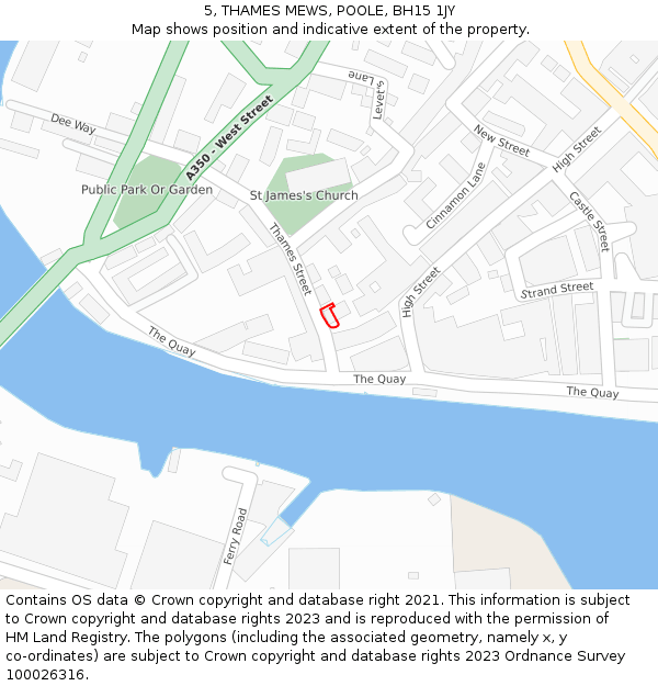 5, THAMES MEWS, POOLE, BH15 1JY: Location map and indicative extent of plot