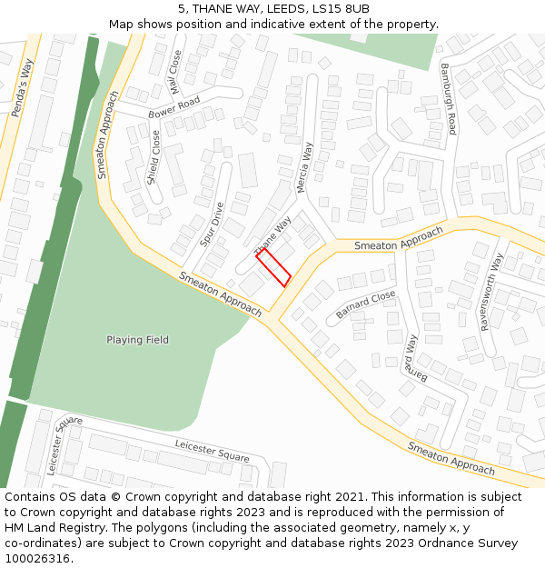 5, THANE WAY, LEEDS, LS15 8UB: Location map and indicative extent of plot