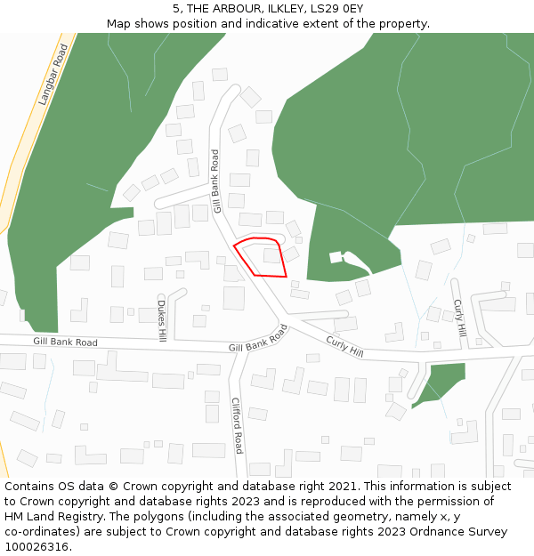 5, THE ARBOUR, ILKLEY, LS29 0EY: Location map and indicative extent of plot