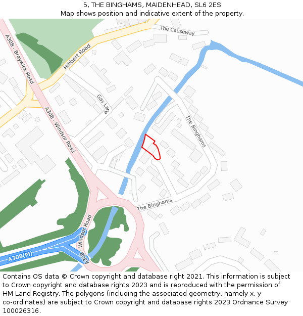 5, THE BINGHAMS, MAIDENHEAD, SL6 2ES: Location map and indicative extent of plot