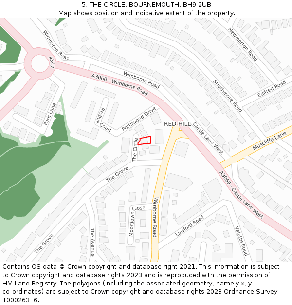 5, THE CIRCLE, BOURNEMOUTH, BH9 2UB: Location map and indicative extent of plot
