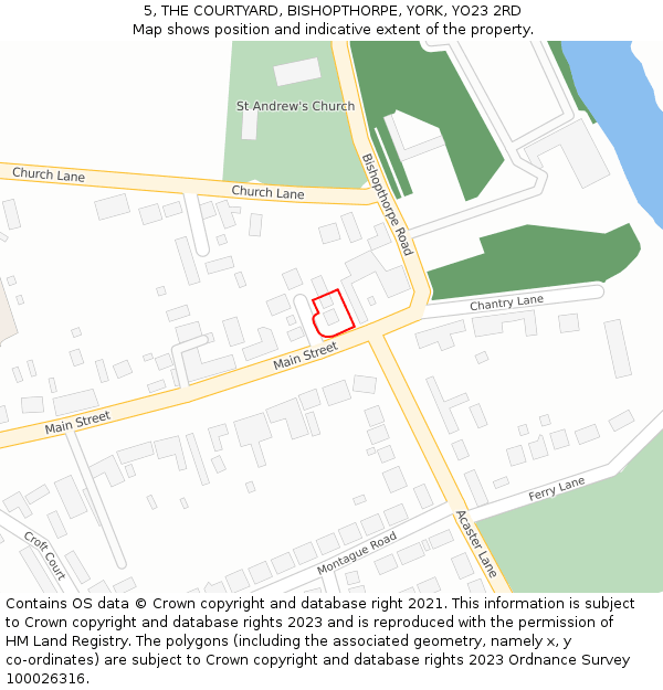 5, THE COURTYARD, BISHOPTHORPE, YORK, YO23 2RD: Location map and indicative extent of plot