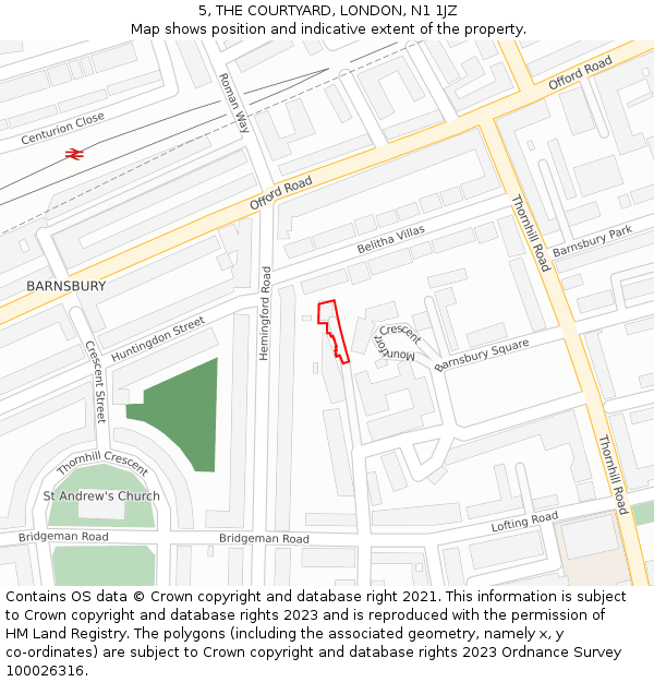 5, THE COURTYARD, LONDON, N1 1JZ: Location map and indicative extent of plot