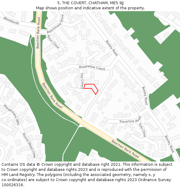 5, THE COVERT, CHATHAM, ME5 9JJ: Location map and indicative extent of plot