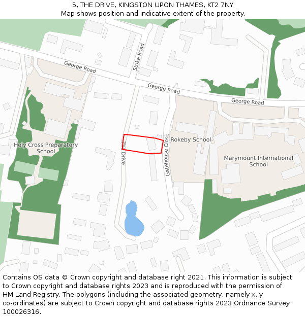 5, THE DRIVE, KINGSTON UPON THAMES, KT2 7NY: Location map and indicative extent of plot