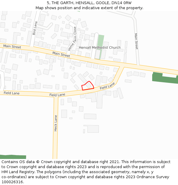 5, THE GARTH, HENSALL, GOOLE, DN14 0RW: Location map and indicative extent of plot