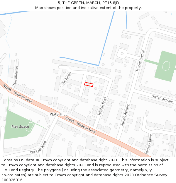 5, THE GREEN, MARCH, PE15 8JD: Location map and indicative extent of plot