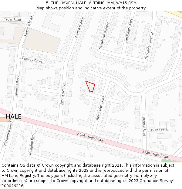 5, THE HAVEN, HALE, ALTRINCHAM, WA15 8SA: Location map and indicative extent of plot