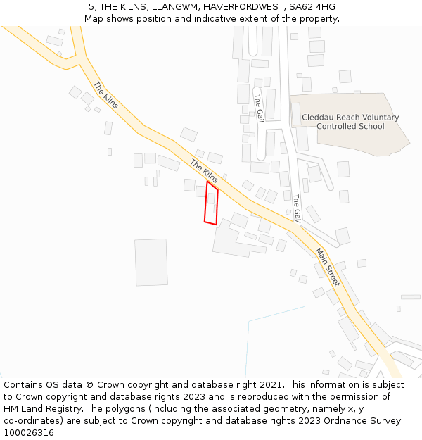 5, THE KILNS, LLANGWM, HAVERFORDWEST, SA62 4HG: Location map and indicative extent of plot