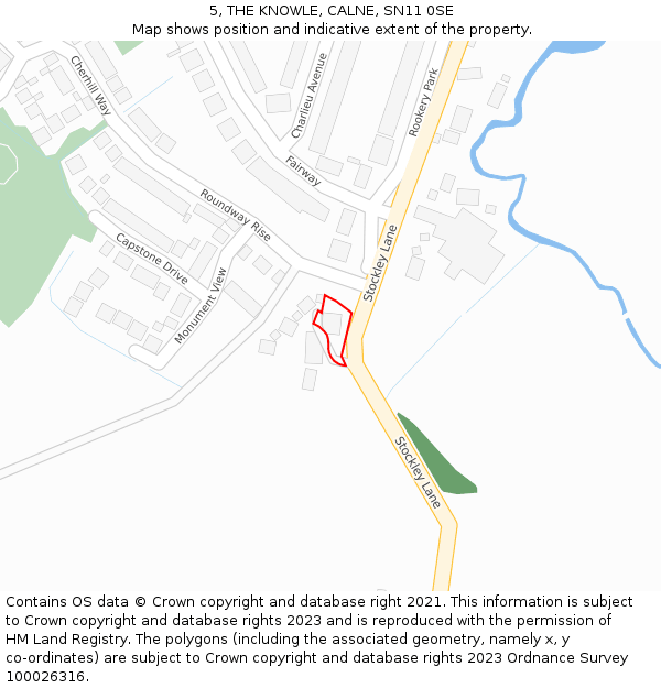 5, THE KNOWLE, CALNE, SN11 0SE: Location map and indicative extent of plot
