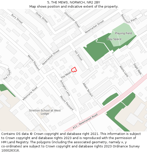 5, THE MEWS, NORWICH, NR2 2BY: Location map and indicative extent of plot