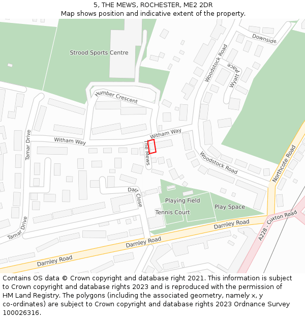 5, THE MEWS, ROCHESTER, ME2 2DR: Location map and indicative extent of plot