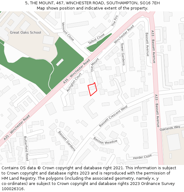 5, THE MOUNT, 467, WINCHESTER ROAD, SOUTHAMPTON, SO16 7EH: Location map and indicative extent of plot