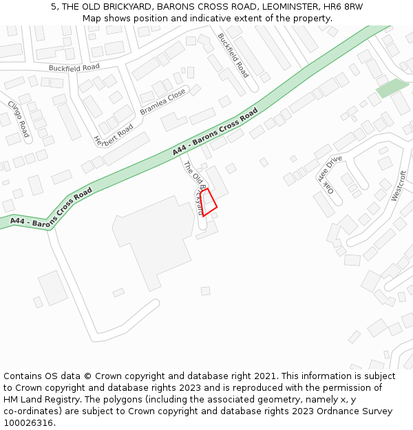 5, THE OLD BRICKYARD, BARONS CROSS ROAD, LEOMINSTER, HR6 8RW: Location map and indicative extent of plot