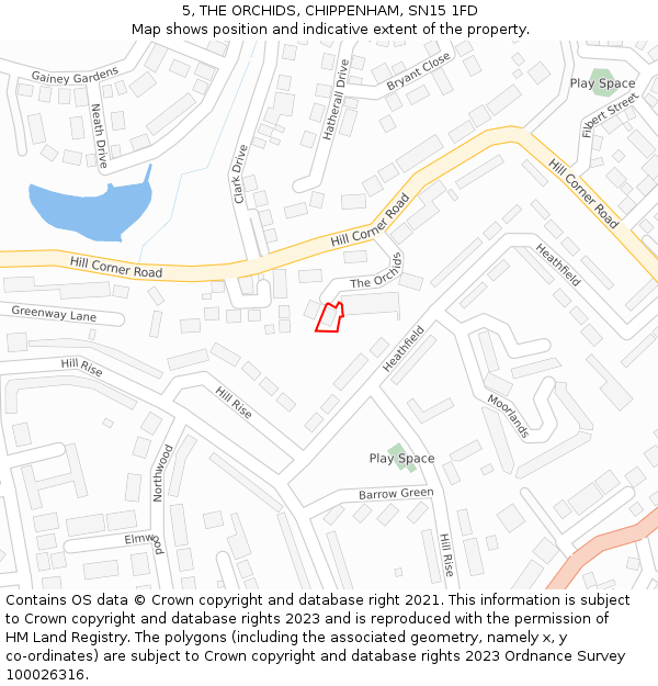 5, THE ORCHIDS, CHIPPENHAM, SN15 1FD: Location map and indicative extent of plot