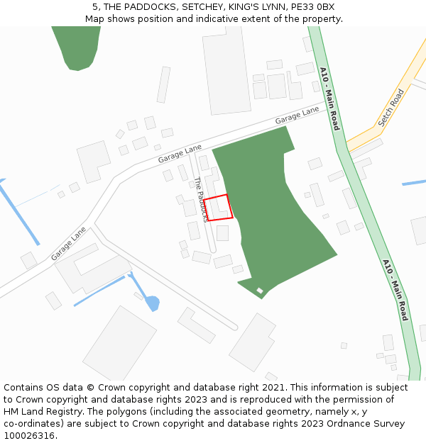 5, THE PADDOCKS, SETCHEY, KING'S LYNN, PE33 0BX: Location map and indicative extent of plot