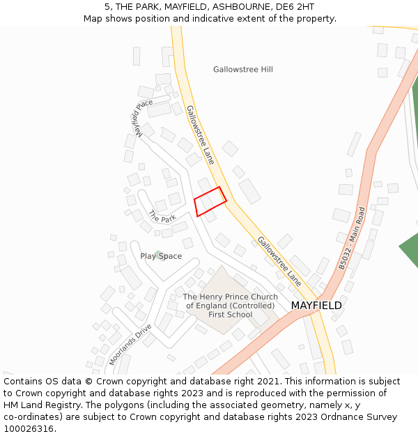 5, THE PARK, MAYFIELD, ASHBOURNE, DE6 2HT: Location map and indicative extent of plot