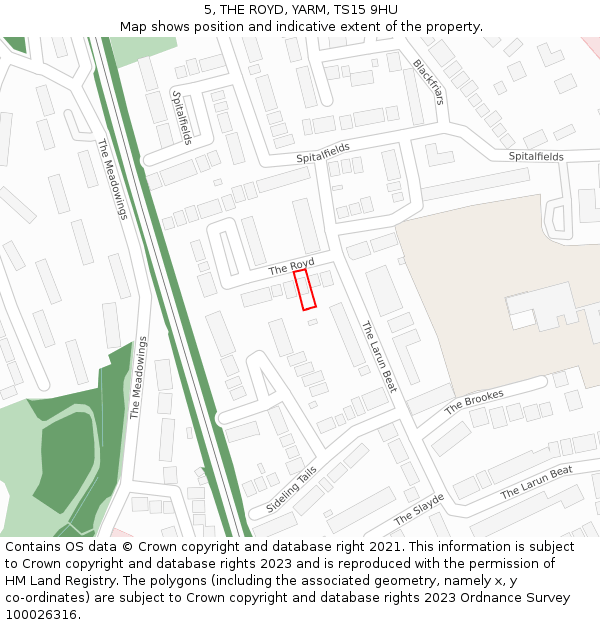 5, THE ROYD, YARM, TS15 9HU: Location map and indicative extent of plot