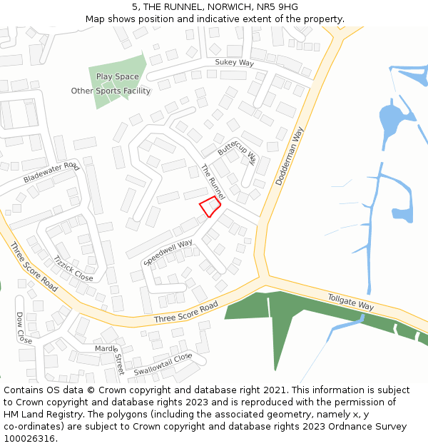 5, THE RUNNEL, NORWICH, NR5 9HG: Location map and indicative extent of plot