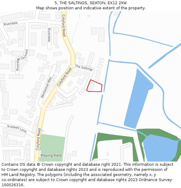 5, THE SALTINGS, SEATON, EX12 2XW: Location map and indicative extent of plot