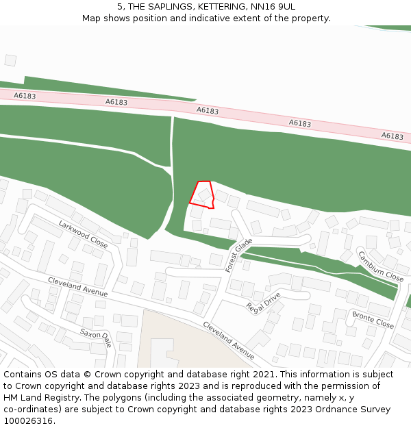 5, THE SAPLINGS, KETTERING, NN16 9UL: Location map and indicative extent of plot