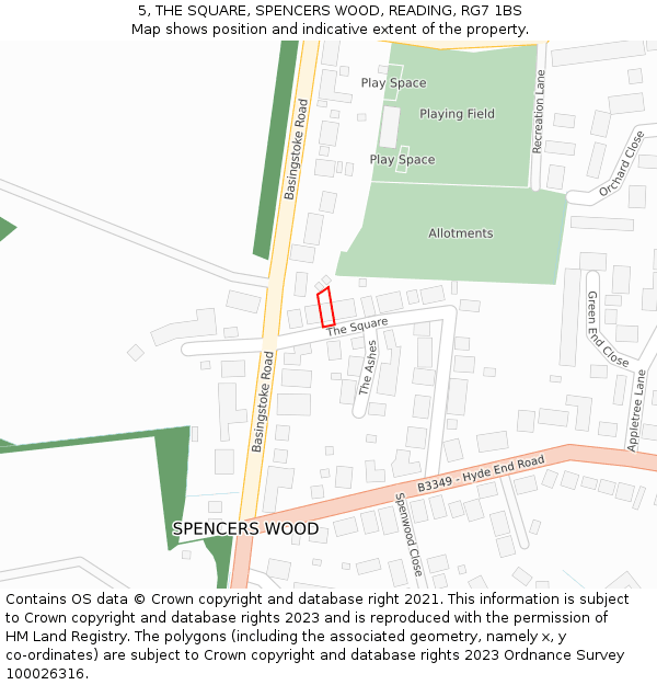 5, THE SQUARE, SPENCERS WOOD, READING, RG7 1BS: Location map and indicative extent of plot