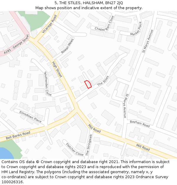 5, THE STILES, HAILSHAM, BN27 2JQ: Location map and indicative extent of plot