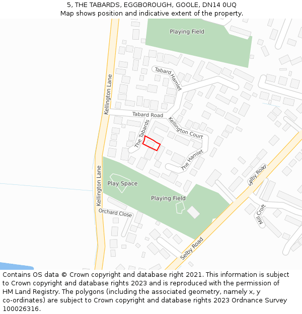5, THE TABARDS, EGGBOROUGH, GOOLE, DN14 0UQ: Location map and indicative extent of plot