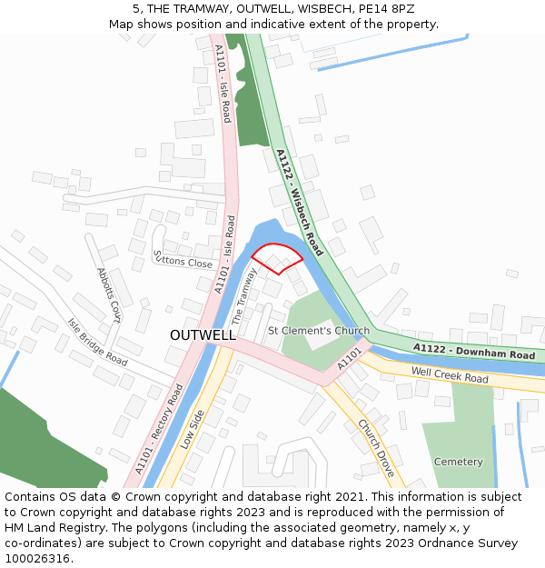 5, THE TRAMWAY, OUTWELL, WISBECH, PE14 8PZ: Location map and indicative extent of plot
