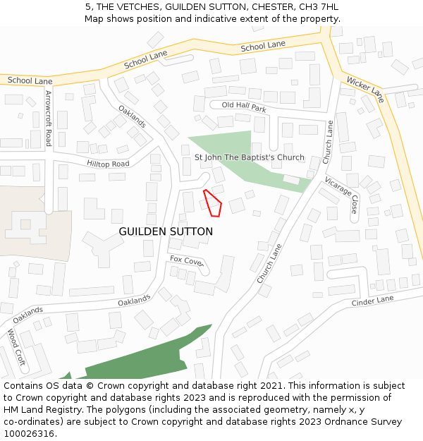 5, THE VETCHES, GUILDEN SUTTON, CHESTER, CH3 7HL: Location map and indicative extent of plot