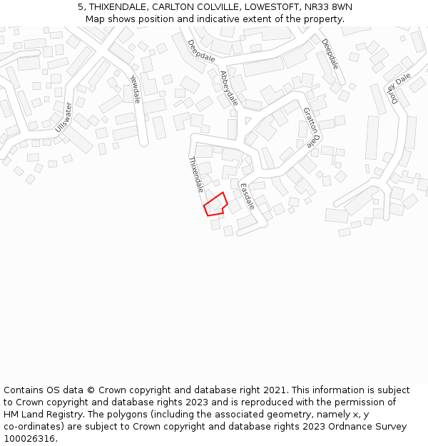 5, THIXENDALE, CARLTON COLVILLE, LOWESTOFT, NR33 8WN: Location map and indicative extent of plot