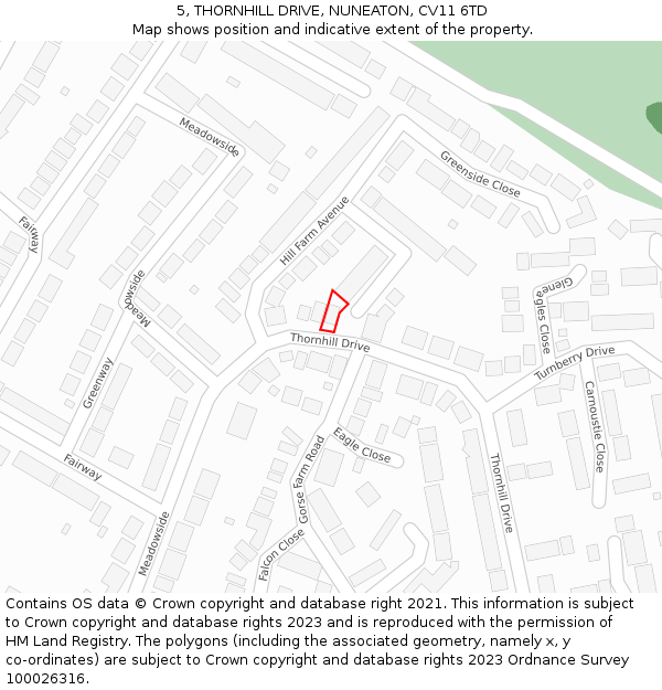 5, THORNHILL DRIVE, NUNEATON, CV11 6TD: Location map and indicative extent of plot