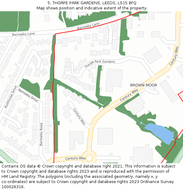 5, THORPE PARK GARDENS, LEEDS, LS15 8FQ: Location map and indicative extent of plot