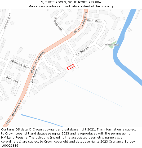 5, THREE POOLS, SOUTHPORT, PR9 8RA: Location map and indicative extent of plot