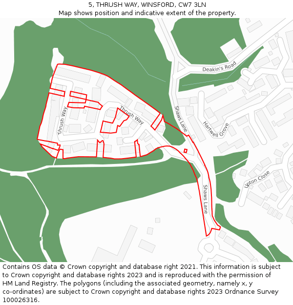 5, THRUSH WAY, WINSFORD, CW7 3LN: Location map and indicative extent of plot